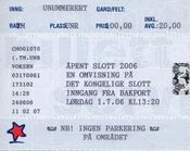 Billett til Åpent Slott i 2006. Foto: Stig Rune Pedersen