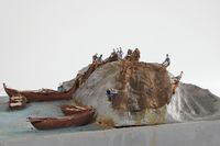 Modell av Årsetnota som blir «volla» på Timbreberget på Årset. Foto: Austefjord Museumslag