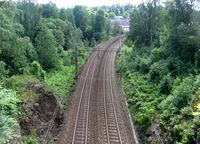 Østfoldbanen like nord for Hauketo stasjon i Oslo. Foto: Stig Rune Pedersen