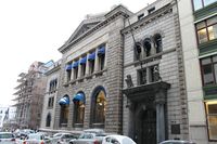 Oslo Sparebank, Øvre Slottsgate 3, Oslo, 1896–1901, arkitekt Henrik Nissen, om- og tilbygget 1921–1923 ved Henrik Nissen d.y.. Foto: Chris Nyborg