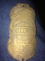 Merke for sykkelen Record, Paulus Møller, Arendal. Fra Paul G. Songe-Møller 2016