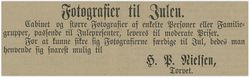 1891: H P Nielsen annonserer foto til jul