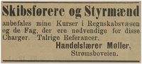 1893: Møller tilbyr kurs for skipsførere og styrmenn.