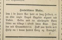 1893: Oppfordring gjennom Vestlandske tidende om å støtte familien etter at Niels døde.