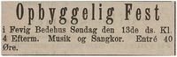 1896: Oppbyggelig fest i Fevig Bedehus.