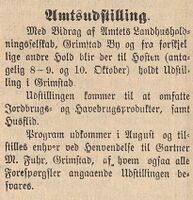 Forhåndsomtale. (Kilde: Grimstad Adressetidende 2/6/1898)