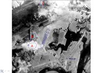 Luftfoto fra når bombene eksploderer - USAAF (KFF).