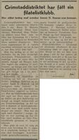1941: Grimstad adressetidende omtaler oppstarten av Grimstad filatelistklubb