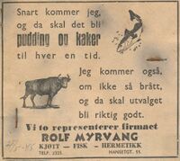 Annonse etter at krigen var slutt 1945