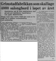 1949: Beislands ski- og kjelkefabrikk blir underleverandør til Agder Møbelfabrikk i Grimstad.
