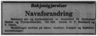1950: Fabrikken endrer navn til Grimstad Møbel- og Trevarefabrikk.