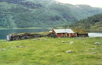 1961. Etter Urdviki ble fraflyttet ble den benyttet som geitestøl til ut på 1970-tallet. Da veien ble ført frem til Østebø ble Urdviki bygget om til fritidsbolig. Foto: Frode Inge Helland