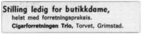 1970: Ledig stilling som butikkdame