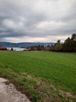 Sørbråten, der det nasjonale minnesmerket Memory Wound skulle ligget, sett fra veien nordfra. Foto: Eva Rogneflåten, 2021