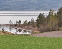 Sørbråten, der det nasjonale minnesmerket Memory Wound skulle ligget, sett fra veien nordfra. Foto: Eva Rogneflåten, 2021
