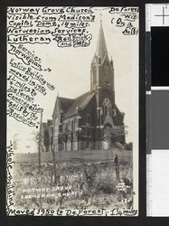 Den norske kirka i Norway Grove i Dane County. Foto: Ukjent / Nasjonalbiblioteket