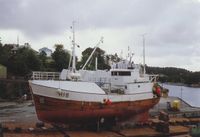 «Nybør», H-1-B, er her på Slipp Wichmann i 1992. Her er babord side.