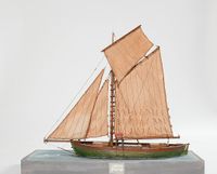 Oline, ein oppborda seksring med dekk og gaffelrigg. Austefjord Museum