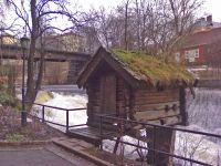 Nedre Vøyenfallene ved Beierbrua og Hønse-Lovisas hus.