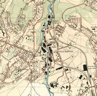 Kart med industrien i Nydalen med Nydalens Compagnie øverst. Foto: Oslo byarkiv (1938).