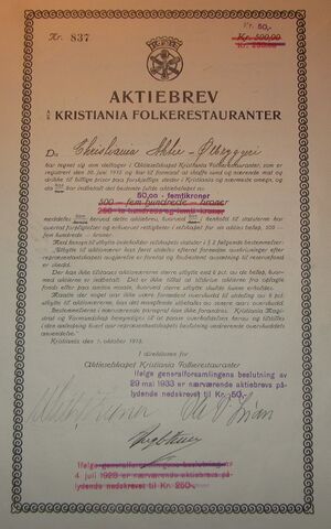 Aksjebrev Kristiania Folkerestauranter 1918.JPG