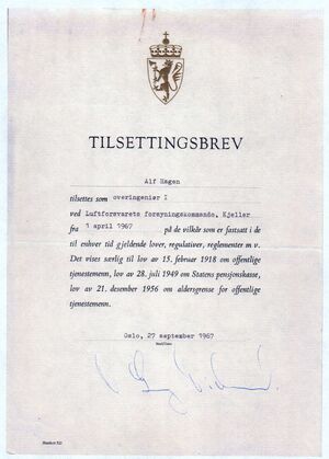 Alf Hagen 1967 Tilsettingsbrev.jpg