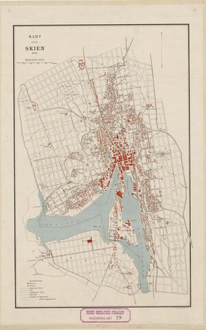 Kart over Skien fra 1900