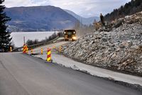 Datoen er 22 november 2011 og no er det full drift på vegarbeidet på Homberset.