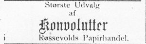 Annonse 1 fra Røssevolds Papirforretning i Søndmøre Folkeblad 6.1.1892.jpg