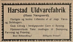 Annonse 2 fra Harstad Uldvarefabrik i Haalogaland 09.01. 1912.jpg