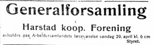 Annonse 2 fra Harstad koop. Forening i Folkeviljen 19.4.-23.jpg