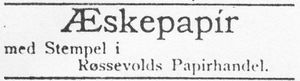 Annonse 2 fra Røssevolds Papirforretning i Søndmøre Folkeblad 6.1.1892.jpg