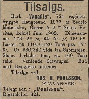 Annonse 2 fra Ths. H. Poulsson i Kysten 7.12. 1905.jpg