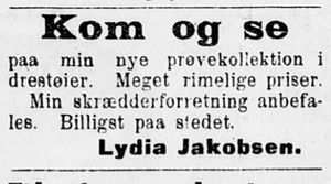 Annonse Lydia Jakobsen Hemnesberget 1921-09-07.JPG