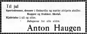 Annonse for Anton Haugen i Arbeideravisen 1938.jpg