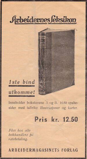 Annonse for Arbeidernes Leksikon i Felles fiende felles kamp 1933.jpg