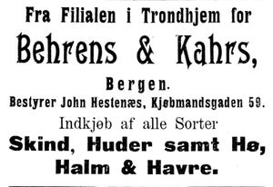 Annonse for Behrens og Kahrs i Mjølner 23. 10. 1899.jpg