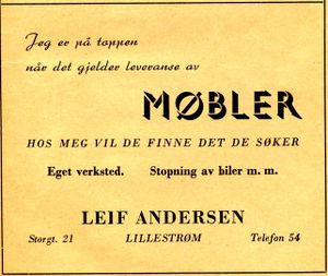 Annonse for Leif Andersen. Møbelverksted (Lillestrøm).jpg.jpg