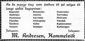 Annonse for M. Andresen i Arbeideravisen 1938.jpg