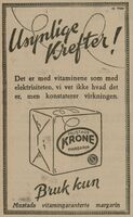 Annonse for Mustads Krone margarin i Arbeidet 25. februar 1931.
