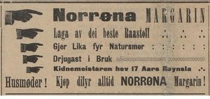 Annonse for Norrøna Margarin i Gula Tidend 02.01. 1913.jpg