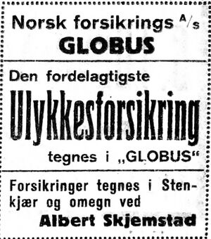 Annonse for Norsk forsikrings A.S. GLOBUS i Indhereds-posten 9.11.1917.jpg