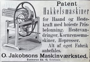 Annonse for Patent. hakkemaskiner i Menneskevennen 6. febuar 1892.jpg