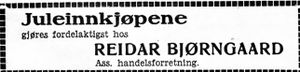 Annonse for Reidar Bjørngaard i Arbeideravisen 1938.jpg