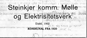 Annonse for Steinkjer komm. Mølle og El-verk i Bygdenes By 1957.jpg