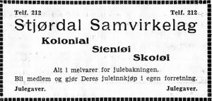 Annonse for Stjørdal Samvirkelag i Arbeideravisen 1938.jpg