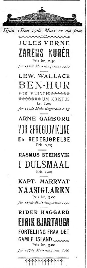 Annonse for bøker i Den 17de Mai 7.11. 1898.jpg