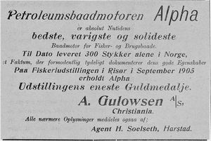 Annonse fra A. Gulowsen i Haalogaland 05.01. 1907.jpg