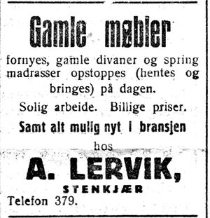 Annonse fra A. Lervik i Inntrøndelagen 20.1. 1926.jpg