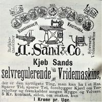 Annonse for vrimaskiner m.m. fra 1892.